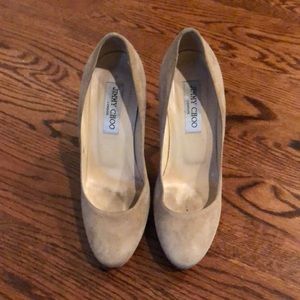 Jimmy Choo nude suede platform